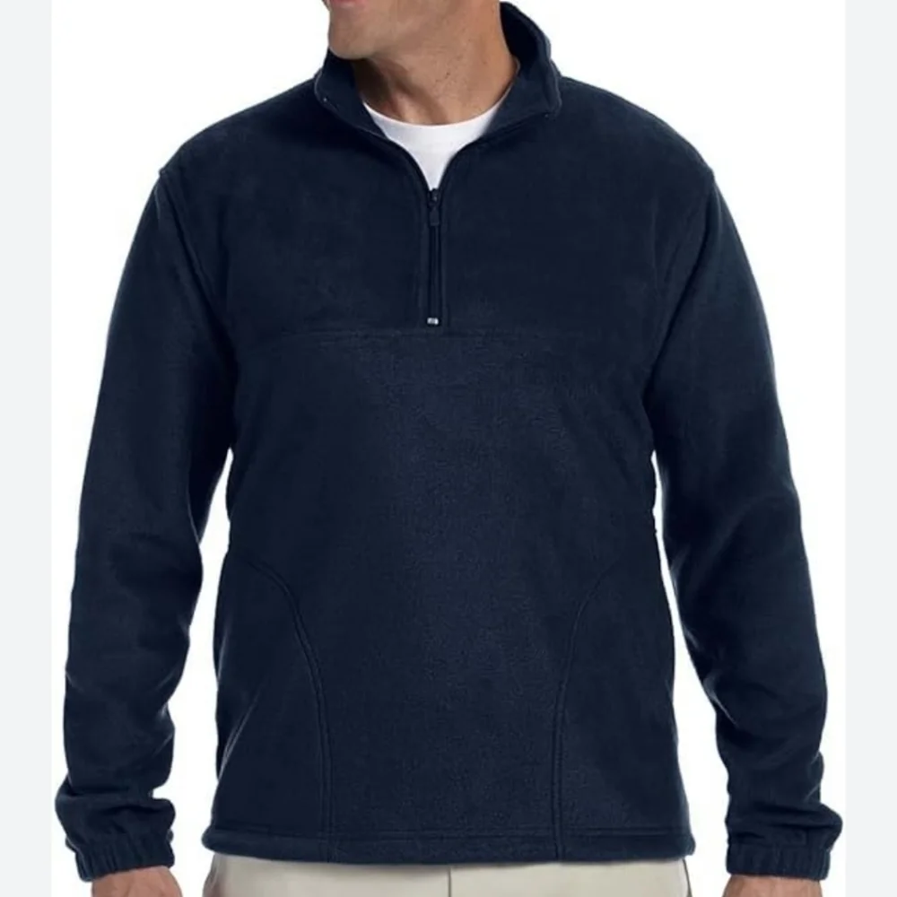 NWOT Harriton men's fleece pullover Quater Zip sz.L navy blue (d7)